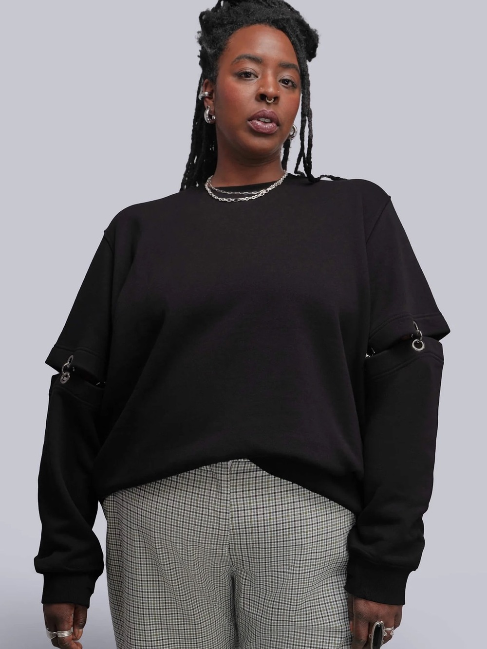 Debbie Harry x Wildfang Convertible O-Ring Sweatshirt - Black 1X (NWT)
